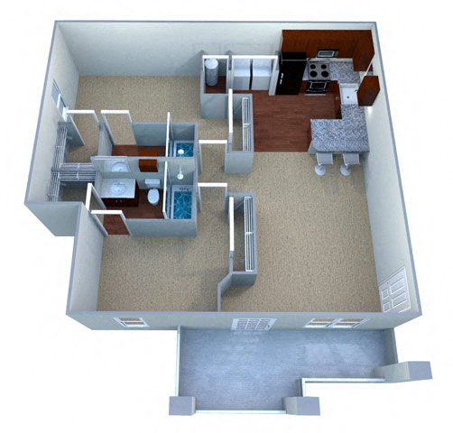 Floor plan for 2 beds, 2 baths, 1093 sqft